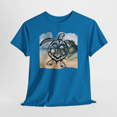 Sea Turtle Blue Beach Ocean Sand Graphic T Shirt Tee Top S-XL, Plus 2X 3X 4X 5X