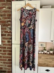 MSK M Multicolor Paisley Cold Shoulder Sleeveless Round Neck Maxi Dress Y2K