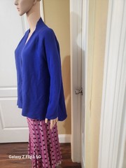 Dana Buchman Blue Knit Open Front V-Neck Lightweight Cardigan Sweater Womens XL