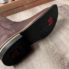MEN’S SOFT TOE WORK BOOTS AMERICAN FLAG STYLE LEATHER INSIDE SHAFT RUBBER SOLE