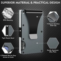The Ridge Style Titanium Wallet with RFID Blocking Card Slots, Money Clip Usa