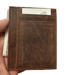 Brown, Pocket Wallet RFID Blocking Thin Leather Card Case
