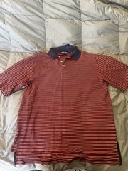 Ralph Lauren / Polo Golf / L / Orange Navy Strips Short Sleeve Polo