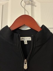 Peter Millar Men’s M Black Fitted Zip Pullover Sweatshirt – University Club Logo