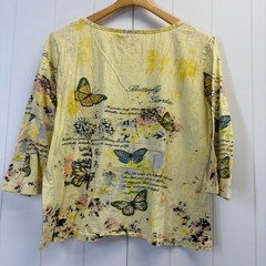 Vintage Collections ETC Boho Sequin Butterfly Garden Top Women Size XL Nature