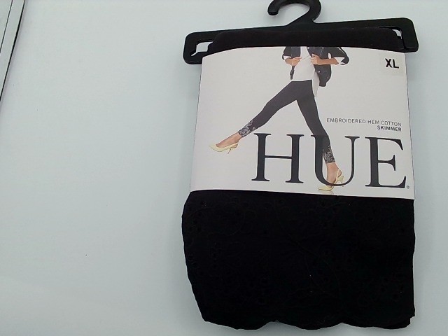 HUE Black Floral Hem Skimmer Leggings XL U17521