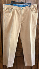 Orvis Men’s Tan 100% Cotton Pants Tag 42X34 Actual 42X30.75 (F-14)