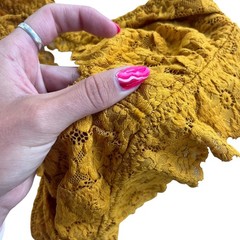 Aerie Women’s S Mustard Yellow Honey Golden Lace Adjustable Straps Bralette Boho