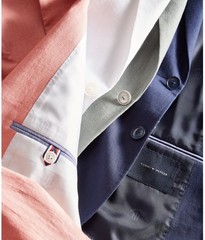 Tommy Hilfiger Mens 44R Modern Fit Flex Stretch 100% Linen Suit Jacket In White