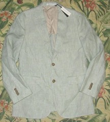 $600 BANANA REPUBLIC Green Linen 2 Piece Suit Slim Fit 38R 33 x 32 NWT