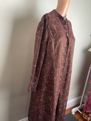 Vintage RICK Korean 3 Piece Outfit Brown Satin Floral Duster Pants Set Long Vest