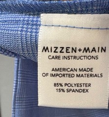 NWT Mizzen Main Leeward Shirt Mens XL Blue Plaid Button Up Trim Fit Made In USA