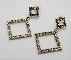 C322 Unique Design gold Tone post clear color Wedding Prom Drop Fashion Earring