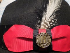 NEW, MEN’S BRUNO CAPELO CHICAGO SNAP BRIM BLK WT RED FEDOA AUSTRALIAN WOOL HAT
