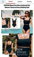 CUPSHE Black Ribbed Ruffle Wide Adjustable Strap One-Piece Swimsuit M D