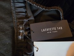 Lafayette 148 New York Black Velvet Satin Trim Elastic Waist Cropped PantsXL NWT