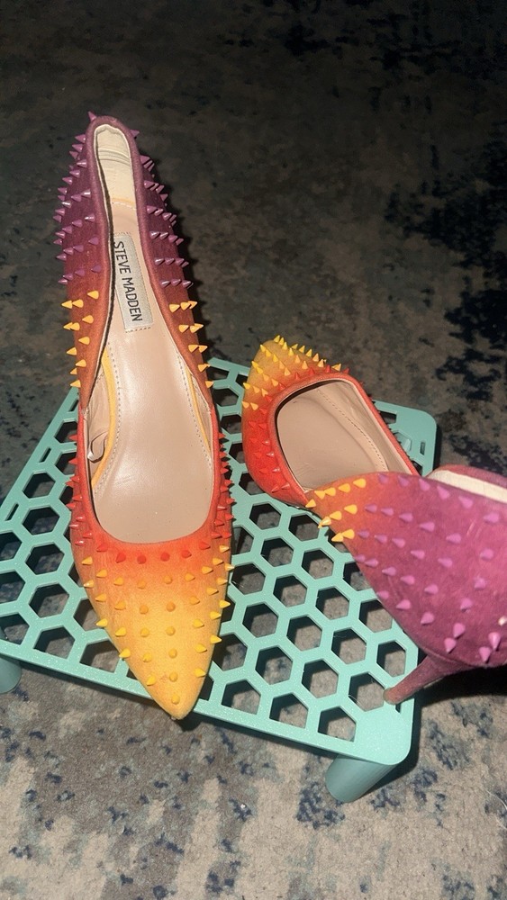 Steve Madden Studded Ombré Pointed Toe Stilettos – Multicolor Spike Shoes