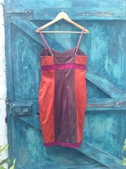 womens Orange Satin dress size M Rina Scimento Stretch Corset Wiggle Dress