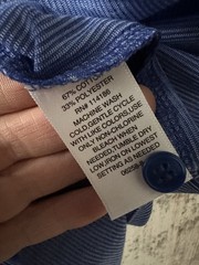 LIZ CLAIBORNE Women’s Size L Blue Stripe Button Front S/S Stretch Knit Top NWT