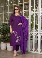 Women’ s Viscose Rayon Embroidery Kurta with Pant & Dupatta