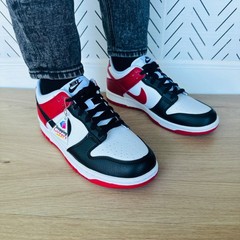 ⭐Rare Nike Dunk Low GS Sz 6.5Y Big Kids Shoes Sneakers Black Red Whie HF9980-600