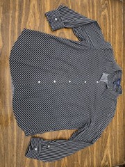 Chaps Women’s Petite P/XL Black/White Striped Cotton Woven Button-Up Shirt
