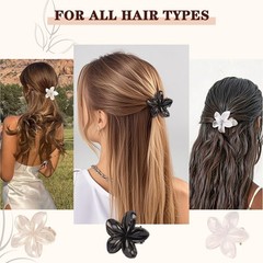 6 PCS Small Flower Hair Clips 1.57 Inch Hawaiian Claw Amber Decorative Women