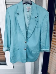 NWOT Talbots Viscose Rayon Silky Academia Preppy Blazer Blue Women’s 16