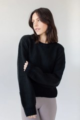 NEW Savvi Unita Women’s Black Knit Crew Neck Rib Long Sleeve Sweater Size M