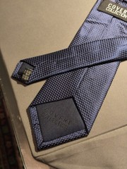 Coveri Collection – Navy Blue Solid Silk Jacquard Tie