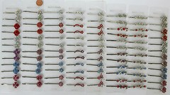 LOT OF 12—2.25 INCH LONG VARIOUS DESIGN OF RHINESTONE HAIR BOBBY PINS