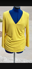 I.N.C. International Concepts Yellow Solid V-Neck Knit 3/4 Sleeve Top XL