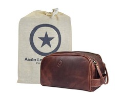 10″ Premium Leather Toiletry Travel Pouch With Waterproof Lining | King-Size Han