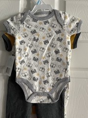 DUCK DUCK GOOSE 4 Piece Body Suit/Pants Set 0-3 M TIGER Theme NEW WITH TAGS