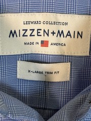 NWT Mizzen Main Leeward Shirt Mens XL Blue Plaid Button Up Trim Fit Made In USA