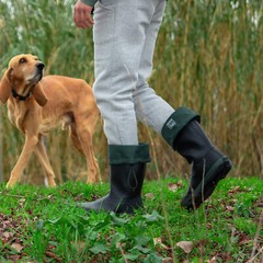 HISEA Men Rubber Rain Boots Gaiter Collar w/Drawstring Waterproof Tall Work Boot