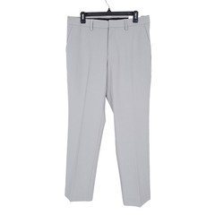 Perry Ellis Mens Modern Fit Dress Pants 34×32 Chiseled Stone Grey Solid Stretch