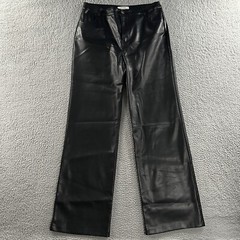 12th Tribe Womens Pants Black Size XL High Rise Wide Leg Faux Leather Cotton
