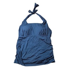 LANDS’ END | Black Halter Tankini Swim Top Tummy Control Built In Bra | 16