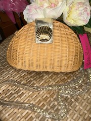 Lilly Pulitzer NWT Redford Wicker Crossbody Bag Natural