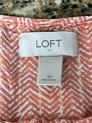Ann Taylor LOFT Coral Chevron Blouson Mini Dress Size M Semi Sheer Beachy Boho