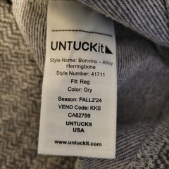 Untuckit Bonvino Alloy Herringbone Sweater Flannel Shirt Men Size XL Gray