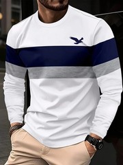 New Men Long Sleeve Fashionable Casual O-Neck T Shirt Breathable Daily Wear Top