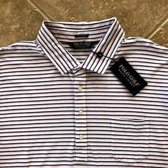 Polo Golf Ralph Lauren Stretch Lisle Golf Shirt Mens XL Pink/Navy Stripe NWT
