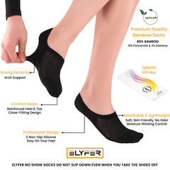 ELYFER 8 Pairs Womens Bamboo Socks No Show