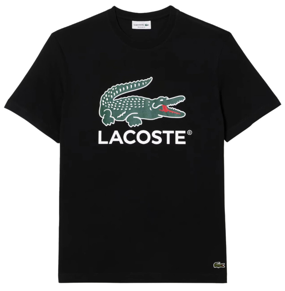 Lacoste Men’s Signature Print Cotton Jersey T-Shirt Black TH1285-51-031
