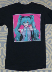 New Women’s XS For Fans By Fans Digital Popstar Hatsune Miku Tee Black T-Shirt