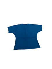 Vintage Women’s Blue Cotton Blouse, Short Sleeves, Size Unknown