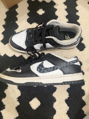 Nike Dunk Low Black/White Leather Low Top Lace-Up Sneakers 8.5 DH4401-100