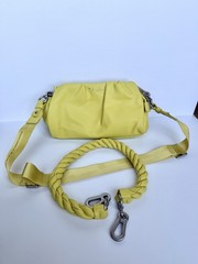 REPLAY Yellow Small Crossbody Bag, Zip Closure, Detachable Braided Strap
